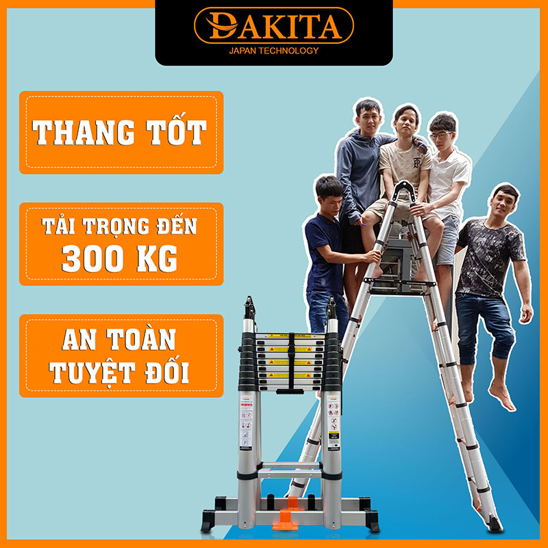 Thang rút đôi chữ A DAKITA DKT-250 [Chữ A: 2.5m Duỗi 5m]