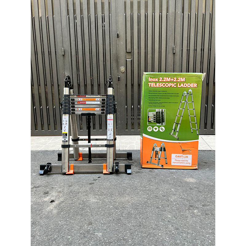 Thang Inox Rút Đôi Có Bánh Xe DAKITA AI-220 [Chữ A : 2.2m Duỗi 4.4m]