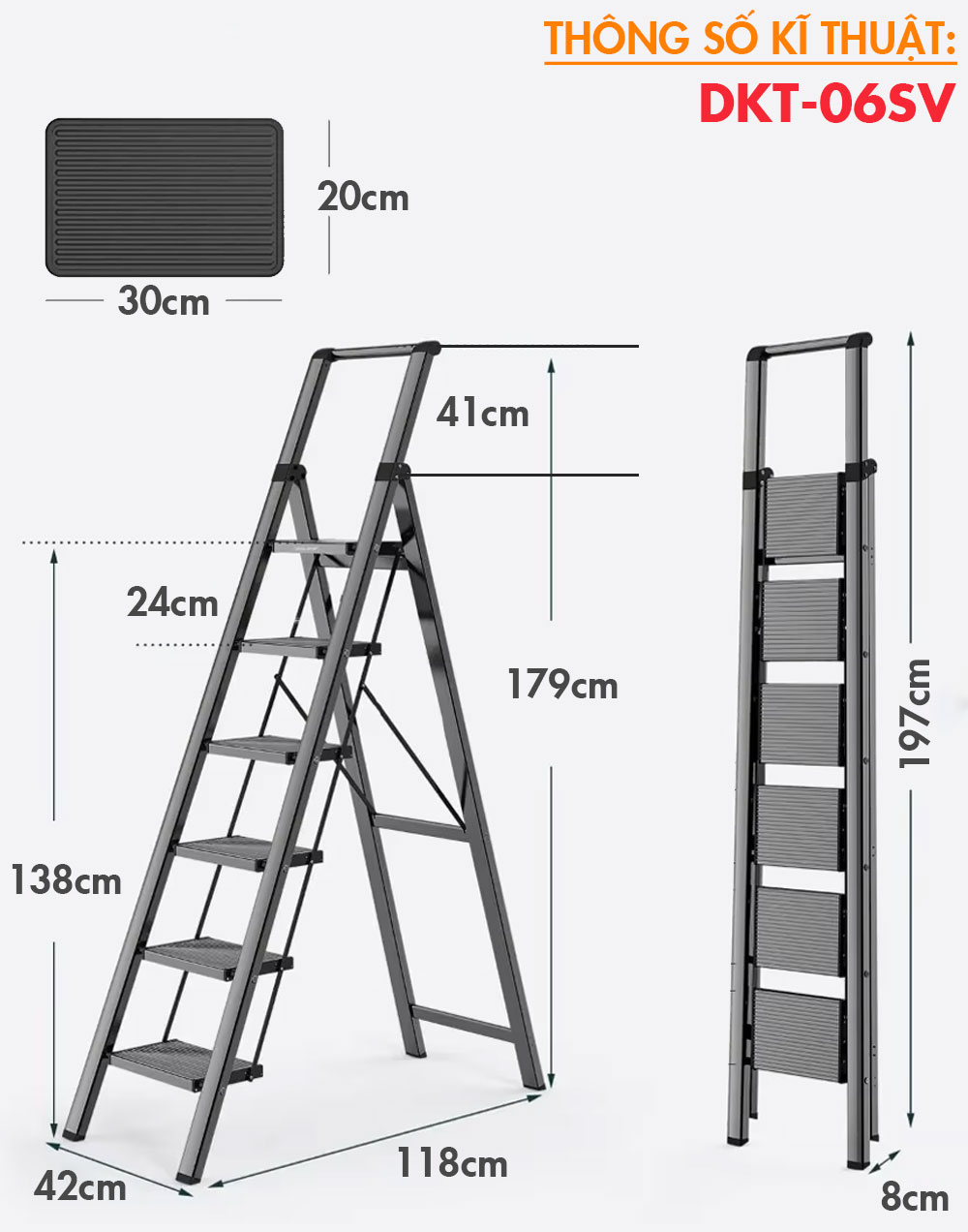 Thang Ghế Đa Năng DAKITA DKT-06SV – Chữ A 1.38m