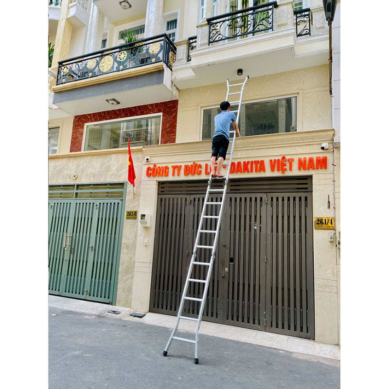 Thang Nhôm Gấp 4 Đoạn DAKITA DKT57A Chữ A 2.9m Cao Max 5.8m Nhôm Dày 1.5Ly