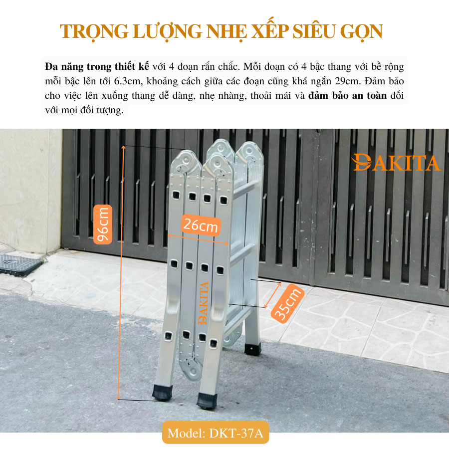 Thang Nhôm Gấp 4 Đoạn DAKITA DKT37A 