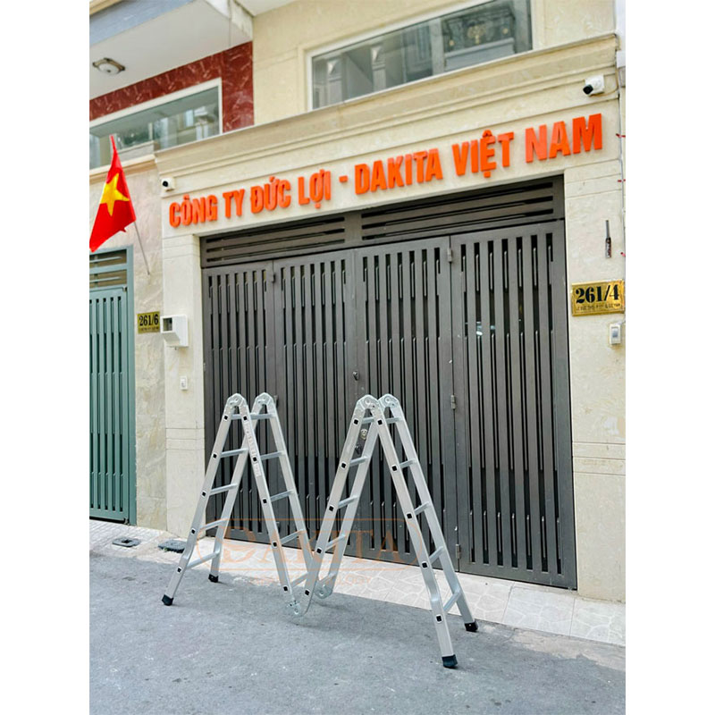 Thang Nhôm Gấp 4 Đoạn DAKITA DKT57A Chữ A 2.9m Cao Max 5.8m Nhôm Dày 1.5Ly