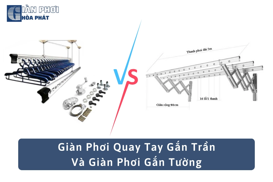 giàn phơi gắn tường và giàn phơi gắn trần