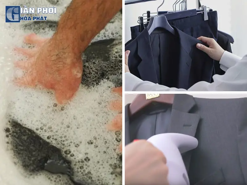 Giặt áo blazer bằng tay hoặc giặt khô để bảo vệ cấu trúc và chất liệu áo