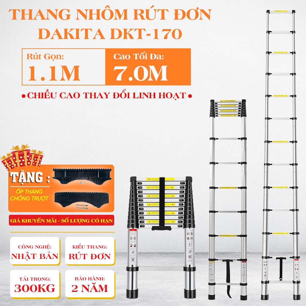 Thang Nhôm Rút Đơn DAKITA DKT-170 (7m) 