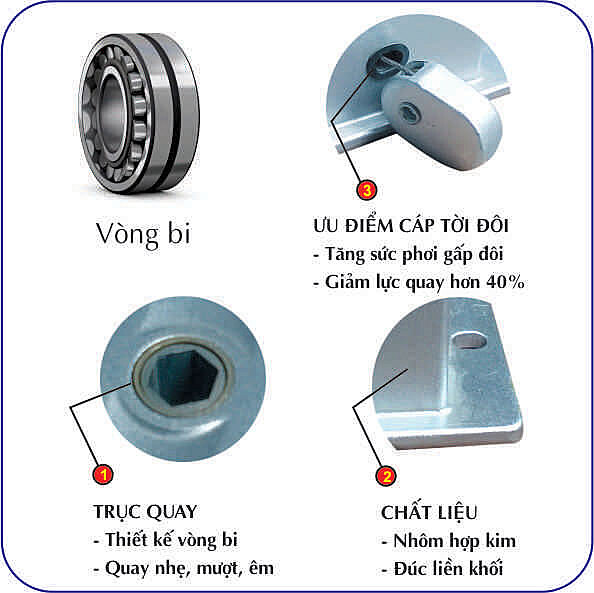 Bộ tời giàn phơi thông minh Hoà Phát 